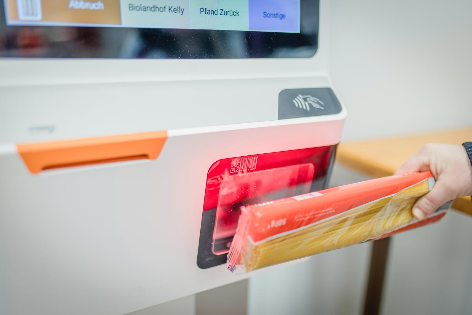 Barcode-Scanner am Kassenterminal